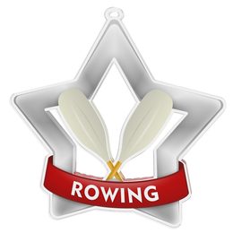 Medalla Mini Estrella de Acrílico Plata para Remo