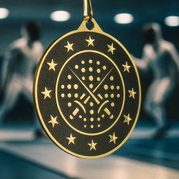 Medalla de Acero Inoxidable Valor de Esgrima