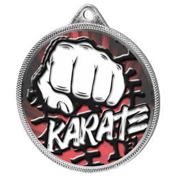Medalla de Plata con Textura de Color Karate 3D