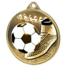 Medalla Clásica de Bota y Balón de Fútbol con Impresión 3D en Oro