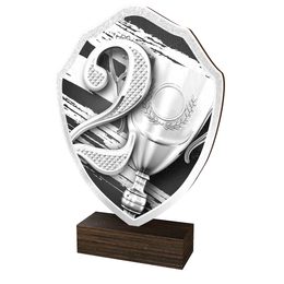 Trofeo Arden de Madera Real con Escudo de Segundo Lugar