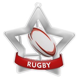 Medalla Mini Estrella de Acrílico Plata para Rugby