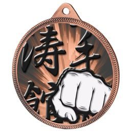 Medalla Clásica de Artes Marciales con Textura 3D en Bronce