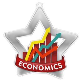 Medalla Mini Estrella de Acrílico Plata para Economía
