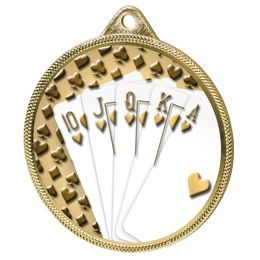 Medalla Clásica Royal Flush con Textura 3D Impresión en Oro