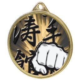 Medalla Clásica de Artes Marciales con Textura 3D en Oro