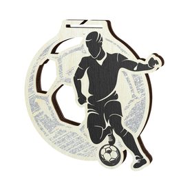 Medalla Acacia de Madera Ecológica de Fútbol - Plata