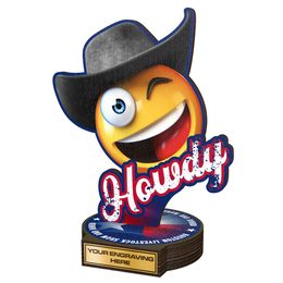 Trofeo de Madera Real con Sombrero Negro de Rodeo