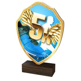 Trofeo Arden de Madera Real con Escudo de Carrera 5K