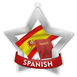 Medalla Mini Estrella de Acrílico Plata para Estudios de Español
