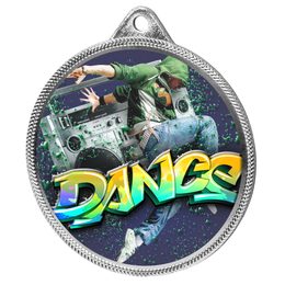 Medalla de Danza Callejera con Textura de Color Impresión 3D en Plata