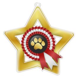 Medalla Mini Estrella de Acrílico Oro para Exposición Canina