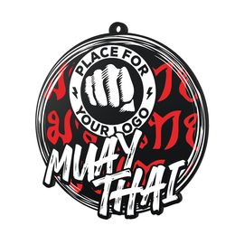 Medalla Profesional de Muay Thai en Acrílico Negro con Logo