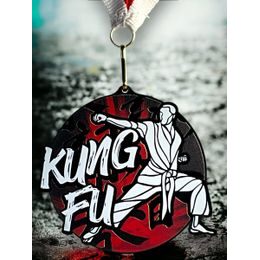 Medalla de Kung Fu Rincon en acrílico negro