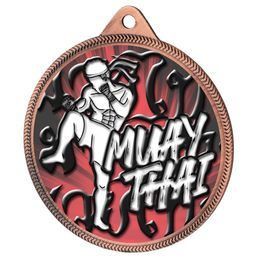 Medalla de Bronce con Textura de Color Muay Thai 3D
