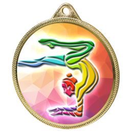 Silueta de Gimnasta en Color Textura 3D Medalla de Oro