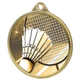 Medalla Clásica de Bádminton con Textura 3D en Oro