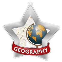 Medalla Mini Estrella de Acrílico Plata para Geografía