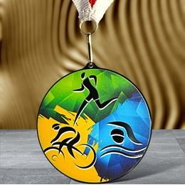 Medalla de Triatlón Rincon en acrílico negro