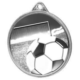 Medalla Clásica de Fútbol con Textura 3D en Plata