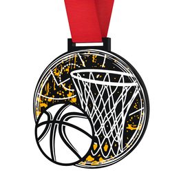 Medalla Gigante de Baloncesto en Acrílico Negro