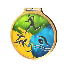 Medalla Habitat de Madera Ecológica para Triatlón Oro