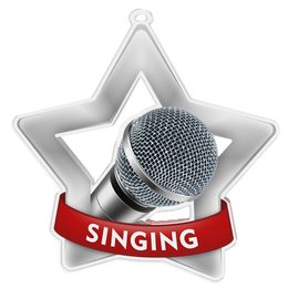 Medalla Mini Estrella de Acrílico Plata para Canto