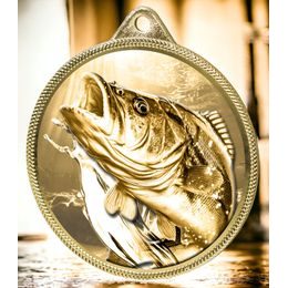 Medalla Clásica de Pesca de Carpa con Textura de Impresión Dorada