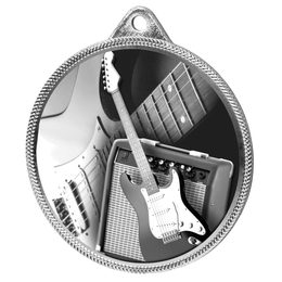 Medalla de Plata con Textura de Guitarra Eléctrica Impresión 3D