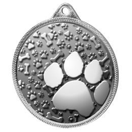 Medalla Clásica de Huella de Perro con Textura 3D en Plata