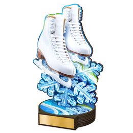 Trofeo Grove de Madera Real para Patinaje sobre Hielo - Bota Blanca