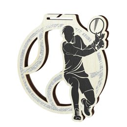Medalla Acacia de Madera Ecológica para Tenis - Plata