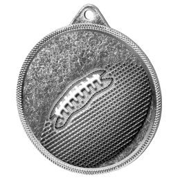 Medalla Clásica de Fútbol Americano con Textura 3D en Plata