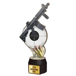 Trofeo Frontier de Madera para Tiro con Rifle a Full Color