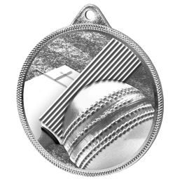 Medalla Clásica de Cricket con Textura 3D en Plata