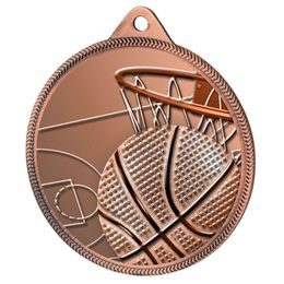 Medalla Clásica de Baloncesto con Textura 3D en Bronce