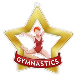 Medalla Mini Estrella de Acrílico Oro para Gimnasia Femenil