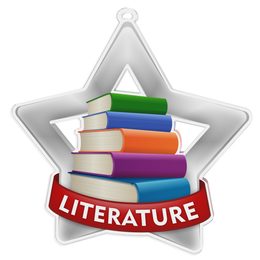 Medalla Mini Estrella de Acrílico Plata para Literatura