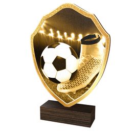 Trofeo Arden de Madera Real con Escudo de Fútbol Clásico