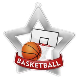 Medalla Mini Estrella de Acrílico Plata para Baloncesto