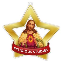 Medalla Mini Estrella de Acrílico Oro para Estudios Religiosos