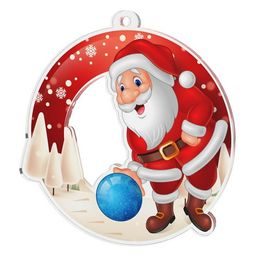 Medalla Navideña de Boliche de Papá Noel con Nieve