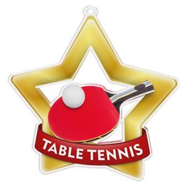 Medalla Mini Estrella de Acrílico Oro para Tenis de Mesa