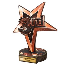 Trofeo Grove de Madera Real para 3er Lugar con estrella Bronce