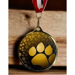 Medalla Barnet Clásica con Textura e Impresión 3D MaxMedal con Huella Canina