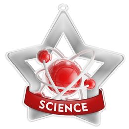 Medalla Mini Estrella de Acrílico Plata para Ciencias