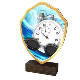 Trofeo Arden de Madera Real con Escudo de Natación