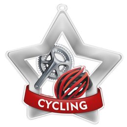 Medalla Mini Estrella de Acrílico Plata para Ciclismo