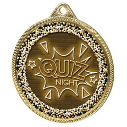 Medalla Clásica de Noche de Preguntas con Textura 3D en Oro