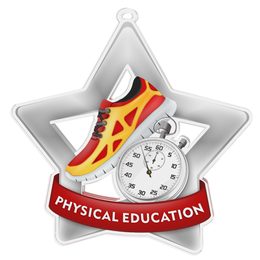 Medalla Mini Estrella de Acrílico Plata para Educación Física